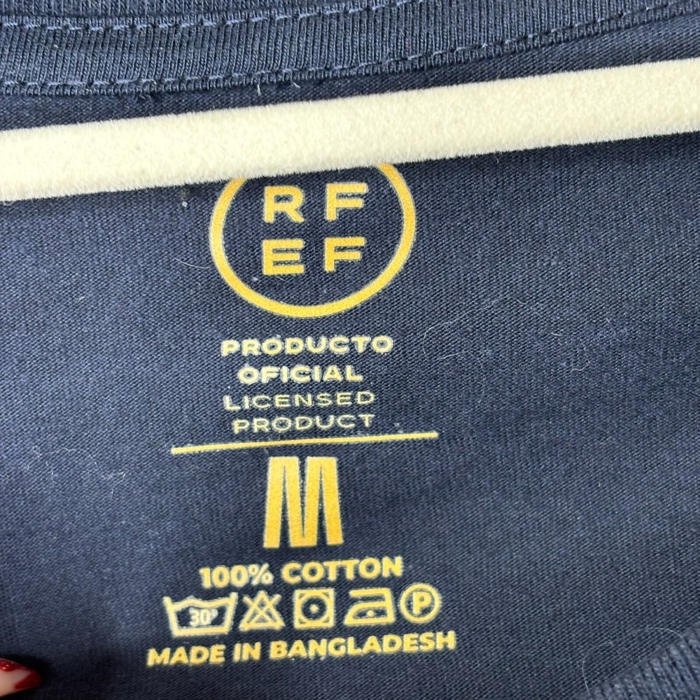 RFEF Spain Espana Sz M Men's Navy Short Sleeve T-Shirt Soccer Futbol NWT - Picture 3 of 4
